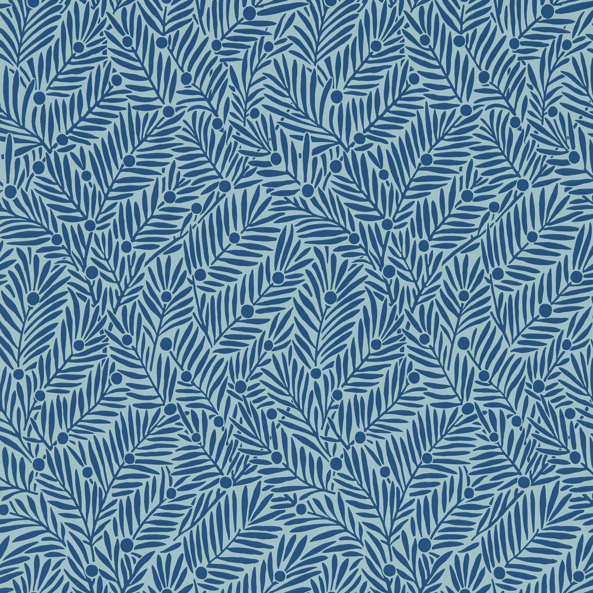 Yew And Aril Wallpaper 217349 By Morris Co In Indigo Blue